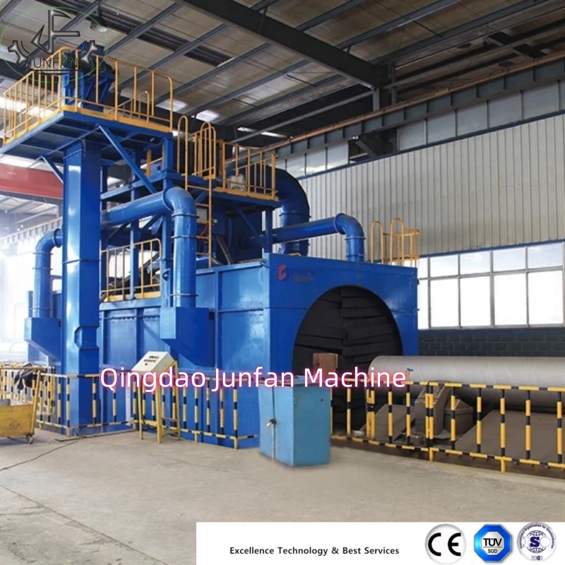 big size steel pipe outer wall cleaning shot blasting machine 